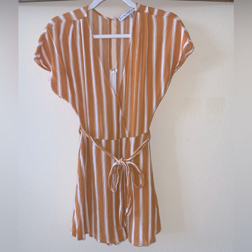 Orange and White Striped Romper | Size S (by HYFVE)